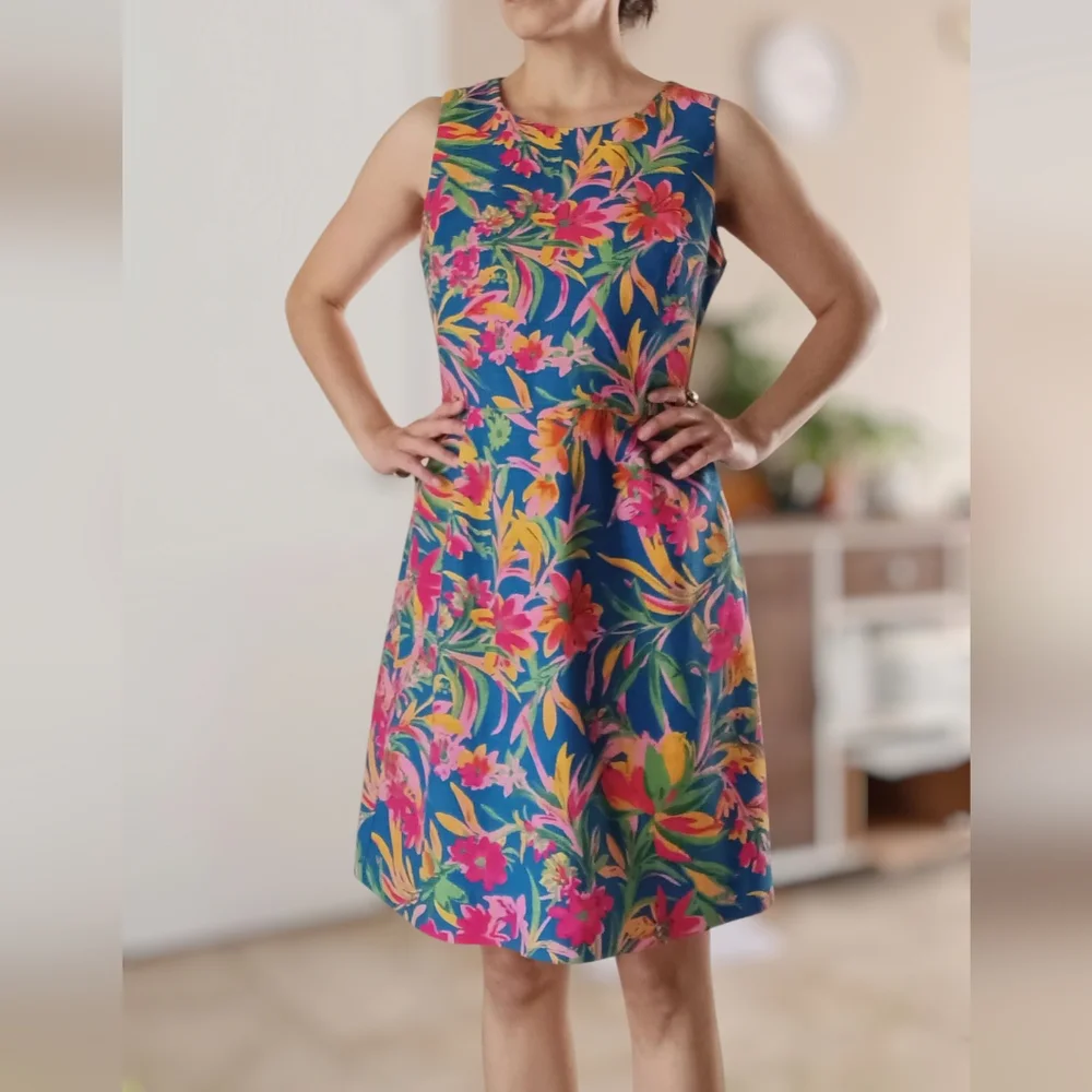 J. CREW colorful tropical sleeveless sheath cotton dress - Picture 13 of 13